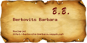 Berkovits Barbara névjegykártya